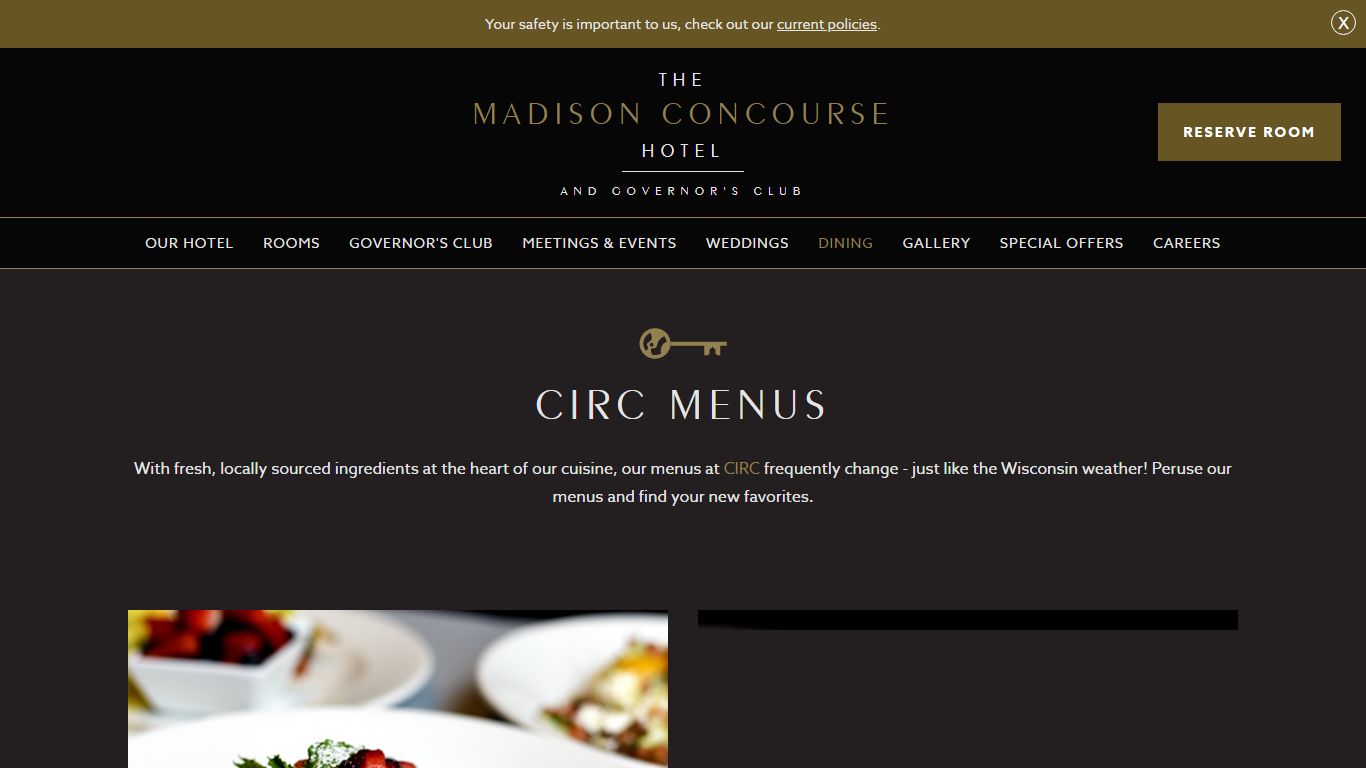Menus | The Madison Concourse Hotel
